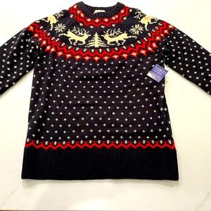 Keil James Patrick Cozy Cabin Sweater NWT Reindeer red & navy XS